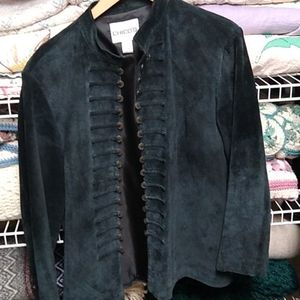 Lined suede leather jacket, blue/black